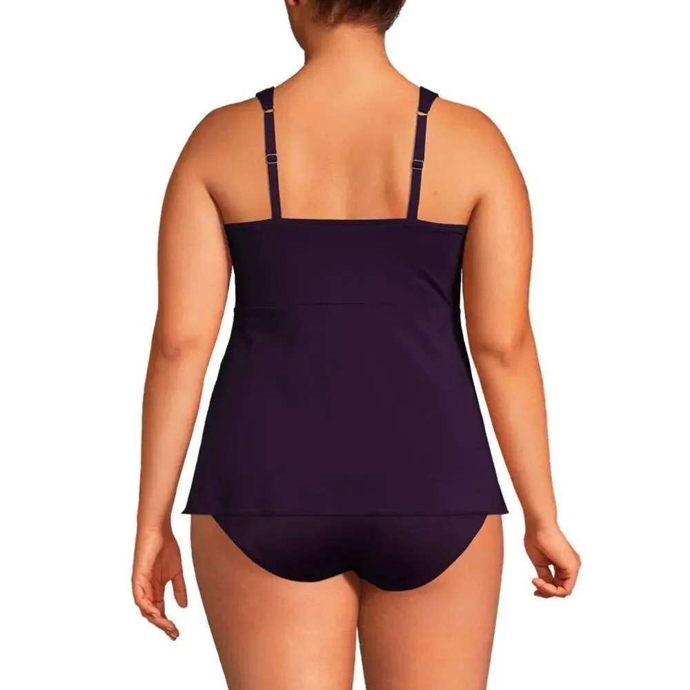 NWT Lands End Adjustable Scoop Neck Flutter Tankini Top in Purple - Size 1X